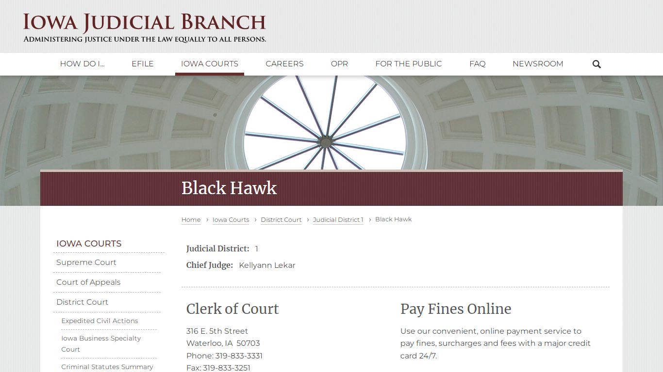 Black Hawk | Judicial District 1 | Iowa Judicial Branch