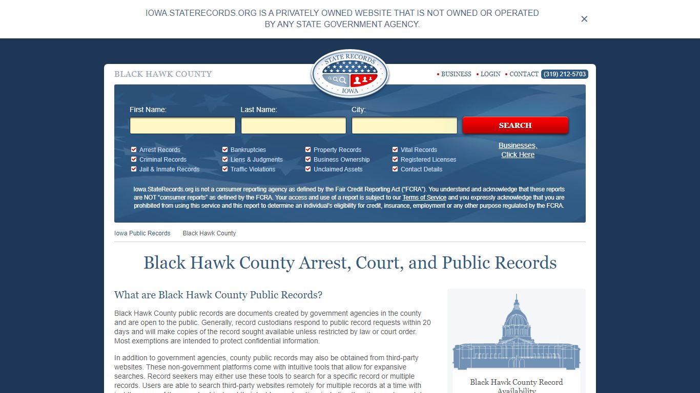 Black Hawk County Arrest, Court, and Public Records
